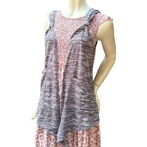 Eyeshadow Sleeveless Hooded Cardigan Vest Space Dye Gray Grunge Fairycore L